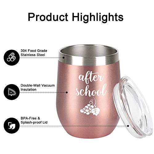Qtencas Before School After School Teacher Coffee Mug And Wine Tumbler Set, Funny Idea For Teachers, Teacher Appreciation From Students, 12 Oz Insulated Stainless Steel Tumbler 11 Oz Coffee Mug #TOP1