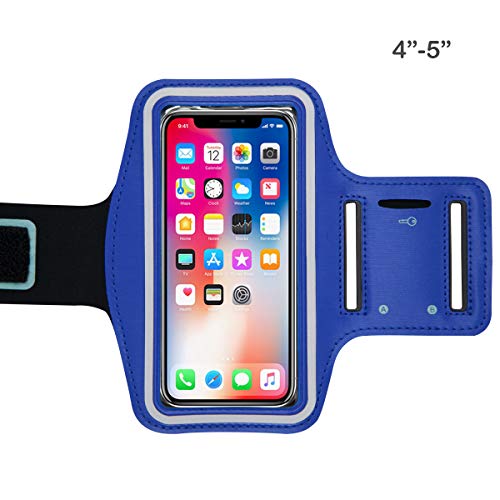 BEISK Brazalete Deportivo para Moviles 4-5 Pulgadas,Brazalete Gimnasio,Antideslizante contra Sudor,Banda para Brazo con Bolsillito de Llaves,Bolsillito de Auricular.