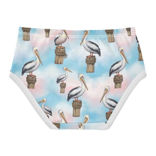 Joisal Watercolor Pelicans Wooden Little Girl Panties Toddler Underwear Floral Cotton Durable Undies Kids Briefs 2t2