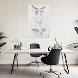 YETHEN WAL Butterfly Canvas Wall Art, White Butterfly Trio Hand-Painted Textured Artwork, Modern Neutral Vertical Wall Decor for Living Room Hallway Over Console, 24x36 Inch