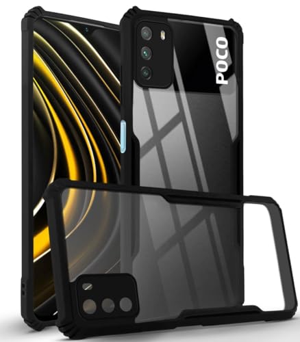 Image of Jkobi Back Cover Case for Poco M3 (Shockproof with Polycarbonate Clear Panel | Professional Black)