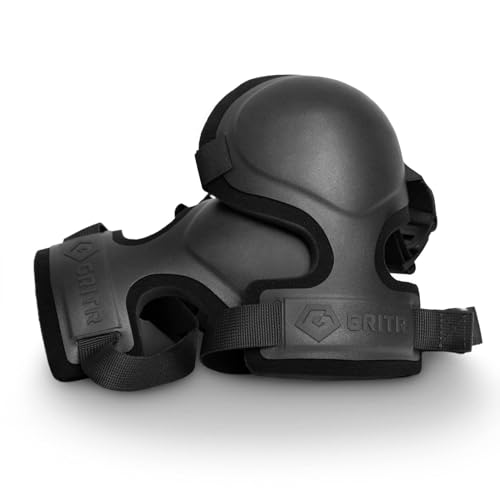 GRITR Tactical Knee Pads for Work Hunting Construction Gardening Paintball w/Foam Padding Hard Shell & Adjustable Straps - Heavy Duty Professional Knee Protectors for Men & Women Black