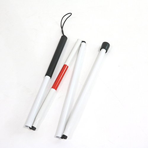 Gonioa Folding Blind Cane, IDS Folding Walking Stick for Blind People, Reflective Red