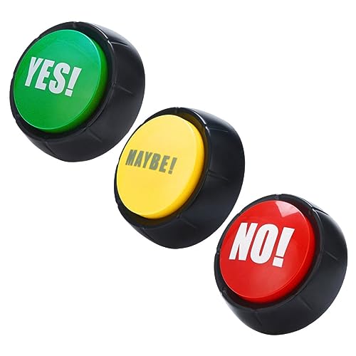 CIYODO 3 Piezas Botones Sonoros Yes No Maybe para Fiesta Juguetes Divertidos para Broma y de Estrés Portátiles y Fáciles de Usar para Oficina y Hogar