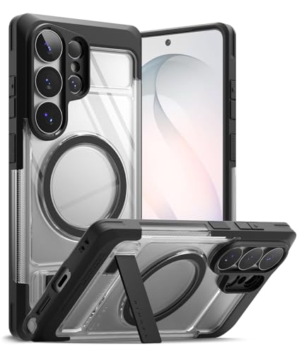 Image of Ringke UX Magnetic for Samsung Galaxy S26 Ultra Case Back Cover [Compatible with MagSafe] [Built-in Metal Stand] Dual Layer Protective with Heavy-Duty Bumper Frame - Clear