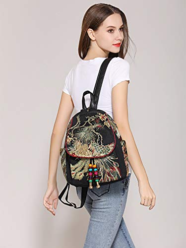 Goodhan Vintage Phoenix Sequins Embroideried Women Backpack Daypack Travel Shoulder Bag One_Size #TOP5