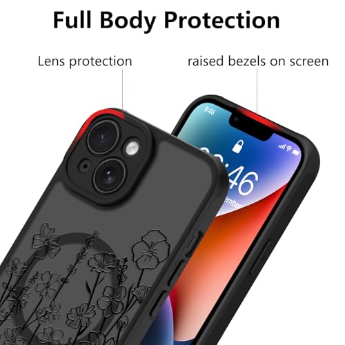 Image of KANGHAR Case for iPhone 14 Florals Pattern | [Compatible with Magsafe] Cute Blooming Flowers Protective Magnetic Case for Girls Women Men