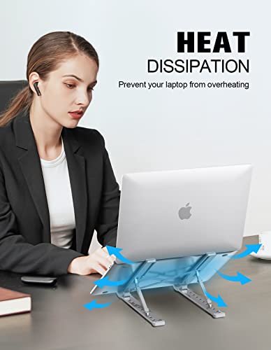 RIWUCT-Laptop-Stand-for-Desk-9-Levels-Adjustable-Ergonomic-Laptop-Riser-Holder-Aluminum-Foldable-Portable-Computer-Notebook-Stand-Compatible-with-MacBook-Air-Pro-All-Laptops-10-156-Silver