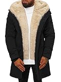 OZONEE Herren Winterjacke Jacke Parka Farbvarianten Warm Winterparka Funktionsparka Wintermantel Lange Kunstfell Gefüttert Outdoor Puffer Jacket Gepolstert JS/22M51Z/392 SCHWARZ L