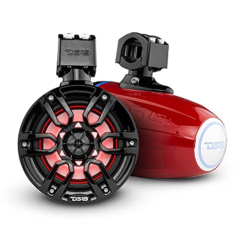 Image of DS18 NXL-X6TP /RD Hydro 6.5 inch Marine Towers with Integrated RGB LED Lights High Performance, Marine Grade IP65 Rated, 300 W Max 150 W RMS 4 Ohms (Pair)