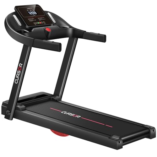 CURSOR FITNESS Treadmill for Home, 1-12KM/H Speed, 3.0HP Quiet Brushless Motor, 136KG Capacity, Foldable Walking Pad Treadmills Running Machine with Heart Rate Handle