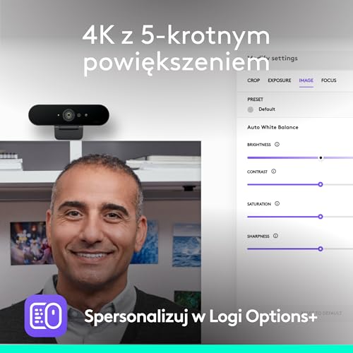 Logitech Brio 4K kamera internetowa, połączenia wideo, mikrofon z funkcją niwelacji szumów, automatyczna korekcja natężenia światła HD,Microsoft Teams,Zoom,Google Meet,PC/Mac/Laptop/Macbook-Grafit