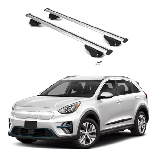 ERKUL Roof Rack Cross Bars for Kia E-NIRO NIRO EV 2019-2022 | Aluminum Crossbars with Anti Theft Lock for Rooftop | Compatible with Flush Rails - Silver
