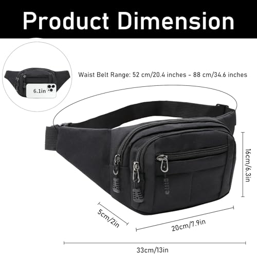 Long Keeper 4 Pockets Bumbags for Men Women Sports Running Hiking Waist Packs Waterproof Adjustable Belt Bag Fanny Pack Waist Bag for Outdoors Gym Cycling - Image 2