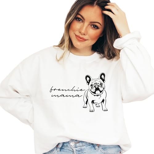 Frenchie Mama Sweatshirt, Cute French Bulldog Pet Parent Sweater, Dog Mom Gift, Dog Lover Shirt, Unisex Womens Crewneck Sweatshirt Sand2