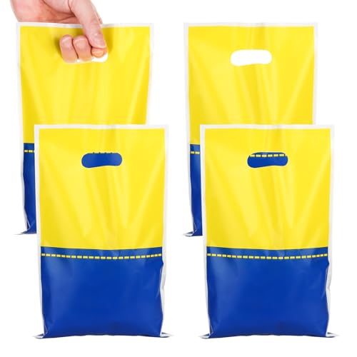 40 قطعة من اكياس هدايا الحفلات الكرتونية باللونين الاصفر والازرق من ادارو، اكياس حلوى جودي بلاستيكية لمستلزمات تزيين حفلات اعياد الميلاد