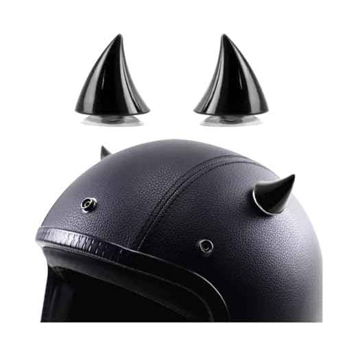 CGEAMDY Cornetto Diavolo per Casco Moto con Ventosa, Decorazione in Gomma - 2 Pezzi (Nero)