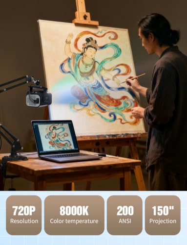 Image of LAIZESKE HY520 Art Projector for Tracing Drawing, 720P HD Portable with WiFi 6 Bluetooth 5.0, Auto Keystone, 30-150 inch Projection for Artists, Kids Beginners, Sketching, Home Classroom Use