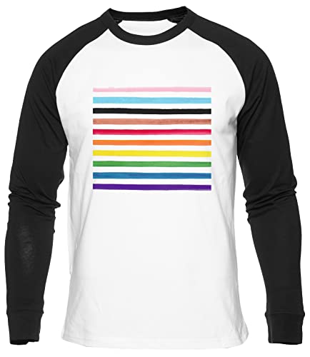 T-Shirt Baseball Pride Stripes Progrès Coupe Unisexe Confortable Contre le Froid