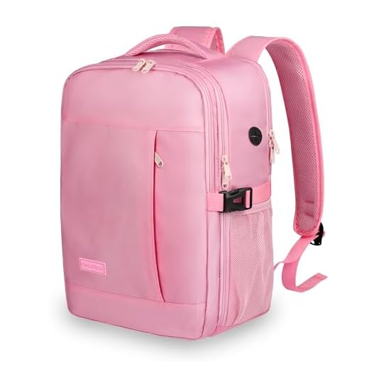 Bekahizar for Ryanair Cabin Bags 40x20x25 Travel Backpack Underseat Cabin Bag 20L Rucksack Carry On Hand Luggage Bag for Men and Women Airplanes Flight, Fit 15 inch Laptop, Pink, M