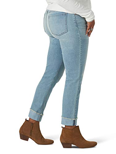 Riders by Lee Indigo Women's Fringe Cuff Boyfriend Jean, Light Wash, 183