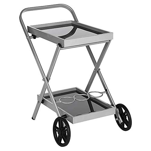 HESPERIDE Kitchen Bar, Metal Garden Trolley, Silver Grey