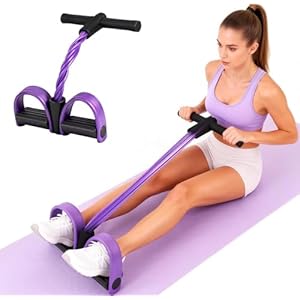 Multifunction Tension Rope, 6-Tube Elastic Yoga Pedal Puller Resistance Band, Natural Latex Tension Rope Fitness Equipment, for Abdomen/Waist/Arm/Leg Stretching Slimming Training (Purple)