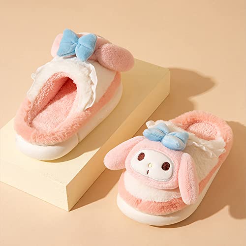 Guybely Cute Cartoon Pink Rabbit Plush Slippers Women's New Winter Indoor And Outdoor Universal Non-Slip Warm Girls Slippers #TOP3