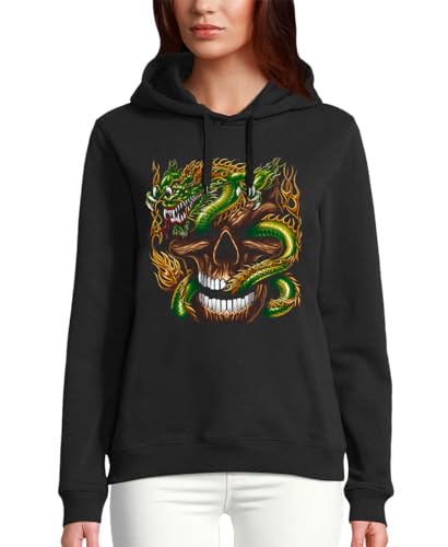 Sweat à capuche crâne et dragon coupe ajustée femme sans déformation