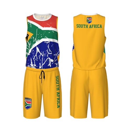 South Africa Flag Grain (5) Basketball Jersey Uniform Suit for Men Women Adults Training Athletic Set