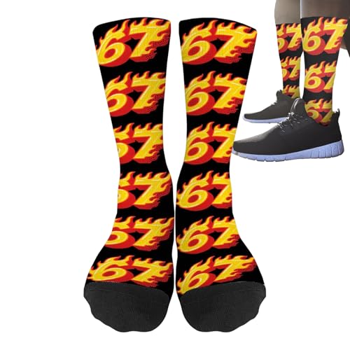 Divertido Six Seven Meme Calcetines Deportivos 2 Pares 67 Calcetines Divertidos 6 7 Calcetines de Tripulación Transpirables 67 Unisex Divertido Cómodo Ropa Colorida Para Uso Diario Casa Traslados