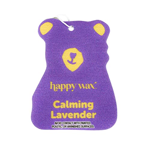 Image of Happy Wax Calming Lavender Hanging Car Cub Air Freshener - Scented and Infused with Natural Essential Oils - Cute 4-Pack