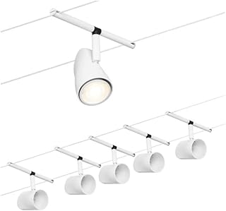 Paulmann Cup Kit Básico de Sistema de Cableado, Corduo, Corriente Continua, Máx. 5x10 W, Bombilla Tipo GU5,3, Sistema de Cableado, Bombilla No Incluida, Cable de Plástico, Color Blanco, 94467