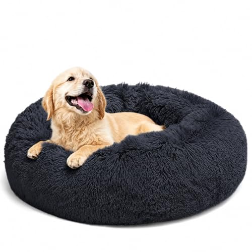 LUOJINYI - Cuccia morbida per cani di taglia grande, media e piccola, lavabile, con fondo antiscivolo, rotonda, 70 cm, colore: blu navy