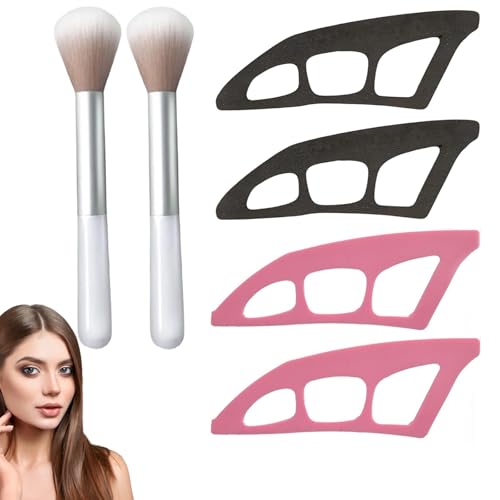 Eyeshadow Tool Kit,Herramienta para Sombras de Ojos,Herramienta Aplicadora de Sombra de Ojos,4 Piezas Plantillas De Sombra De Ojos Para Ojos con 2 Pinceles,Eyeliner Stamp para Principiantes y Niñas