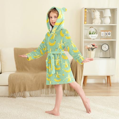 Wusikd Banana kids' Bath Sleepcoat Watercolor Plush Bath Towls Toddler for Boys Girls S3