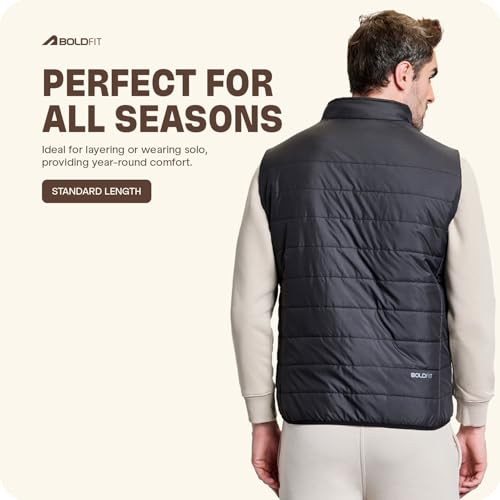 Image of Boldfit Jackets for Men Stylish Puffer Winter Jacket for Men Standard Length Jacket Man Half Sleeves Bomber Jackets for Man Winter Wear