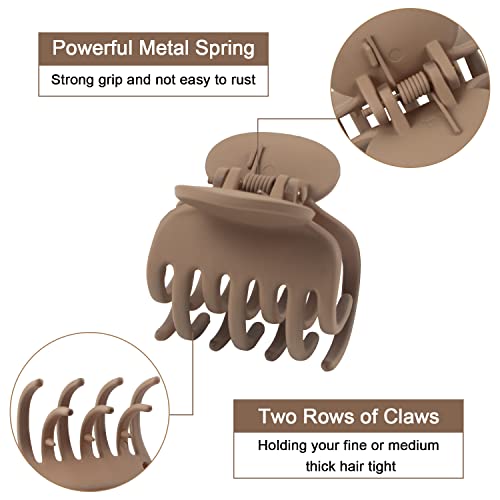 Medium Hair Clips For Thin Fine Hair, 1.5'' Small Claw Hair Clips For Women And Girls, Matte Double Row Jaw Clip Non Slip Hair Claw Neutral Color (4 Pack) #TOP1