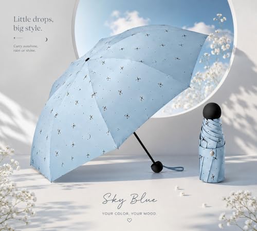 Image of Umbrella, Mini Folding Windproof & Compact UV Umbrella for Sun Protection Rain Windproof Strong Large 3 Fold for Women Handbags,3 Fold for Men Women, Stylish & Compact