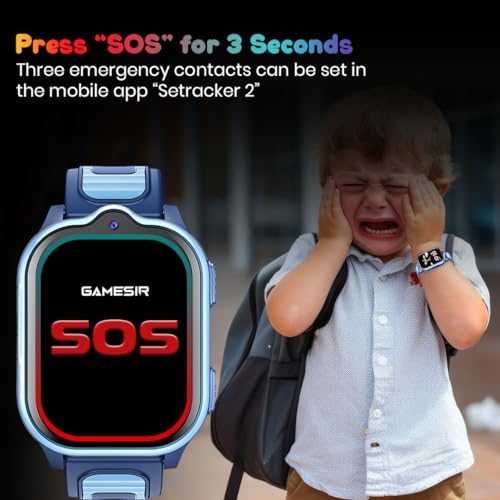 Image of GameSir TrackNova 4G /5G Kids Smartwatch | Live GPS Tracking | App Control | HD Video Call | Games | Family Chat | SOS Safety Alert | IP67 | Camera | FaceLock | 800mAh Long Battery Life - (Blue)