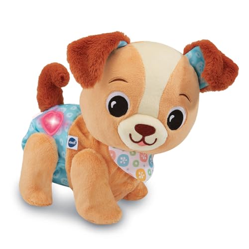 VTech - Toutou 1,2,3 suis-Moi - Peluche Interactive Câlin, Chien Qui Marche et Aboie - Éveil Bébé Sensoriel - Jouet Musical - Cadeau Bébé Dès 9 Mois -...