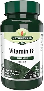 Natures Aid Vitamin B1 Thiamin, 100 mg, 90 Tablets (Contributes to Normal Functioning of the Nervous System, Made in the UK, Vegan Society Approved)