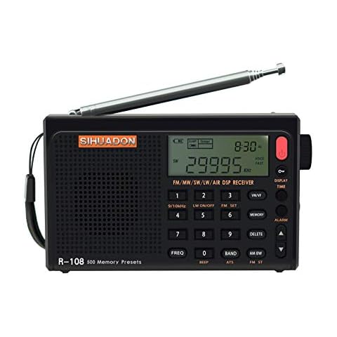 SIHUADON R108 Portable Radio Pocket Radio Airband radio FM AM SW Radio Alarm Battery For Kitchen Home Cover