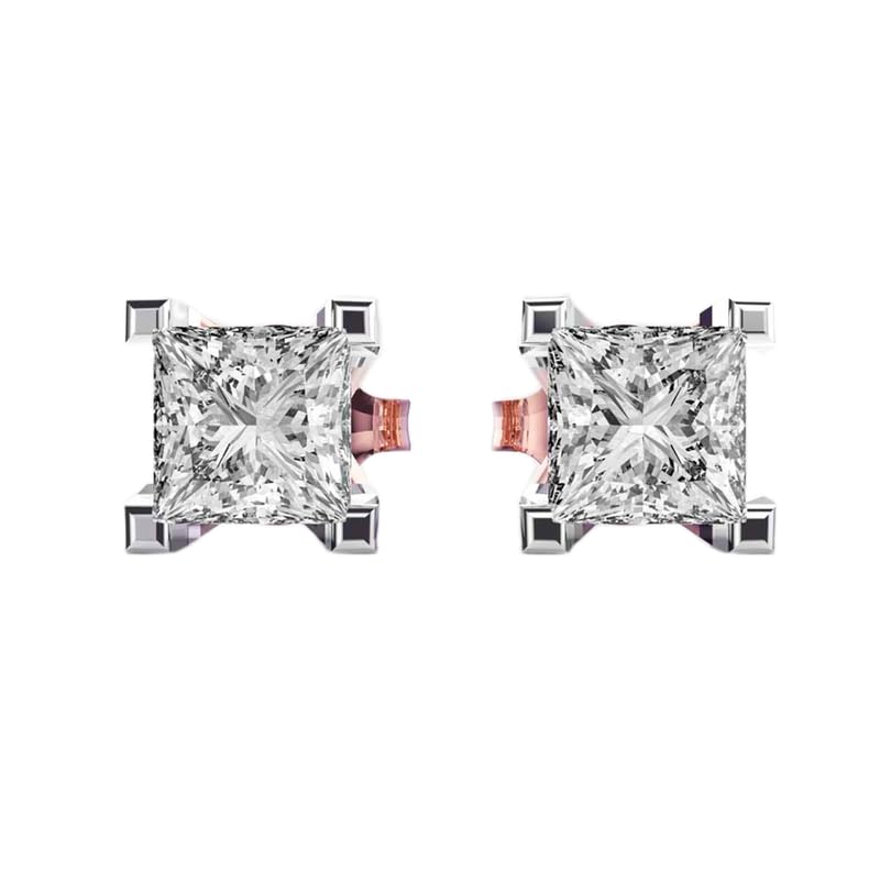 Clous d'oreilles princesse argent 925 plaqué or 2.5 ct pour femme élégante