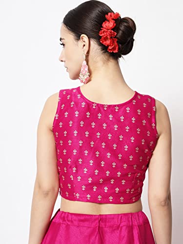 Image of studio rasa Women's Dupion Hand Block Printed Readymade Top for Festive Wedding Party