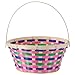 JOYIN Easter Bamboo Basket Colorful Round Woven Goodie Empty Candy Gift Basket with Folding Handle for Girls Boys Easter Egg Hunt Party Favors Decorations Treats Gift Packing(7.7