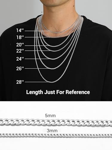 PROSTEEL 925 Sterling Silver Cuban Link Chain Necklace for Men, Dainty Figaro Chains, Solid & Shiny, 3mm/5mm, 14-28 inch, Come with Box4