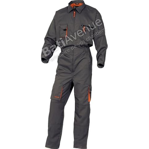 Panoply Mach2 Boilersuit Overalls Coverall With Knee Pad Pockets (Large - 40"-43" Chest - 31" Leg, Grey With Orange Trim) Cover