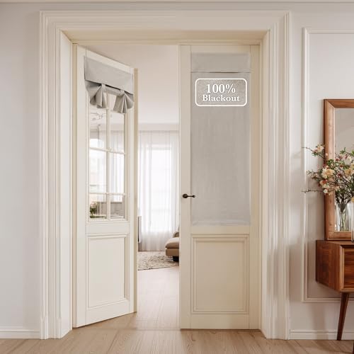 NICETOWN 100% Blackout Linen Sand French Door Curtain for Window