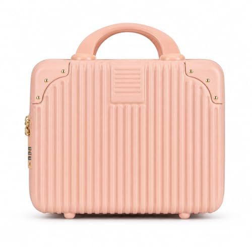 Image of Portable Hard Shell Cosmetic Bag Travel Case, Small Travel Hand Luggage with Elastic Band, Mini Abs Carrying Makeup Case Suitcase (B-Skin)